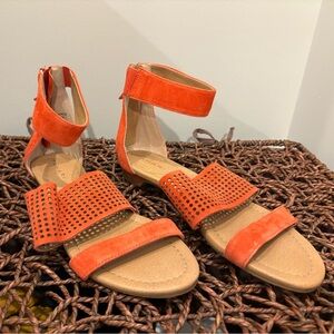 Tahari Coral suede sandals with zipper up heel. Great condition!